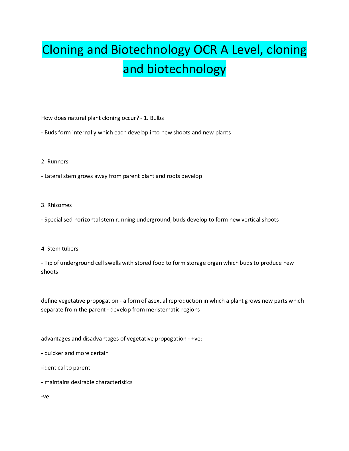 Preview image for Cloning and Biotechnology OCR A Level, cloning  and biotechnology